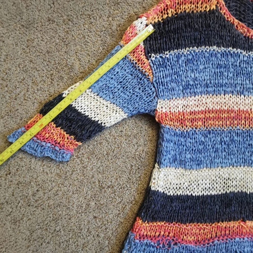 J.Jill Sweater Womens Petite Medium Multicolor‎ Pullover Striped Crew Neck